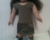 18 inch doll (fits American Girl) 2 piece Military outfit with Army Girl tennis shoes