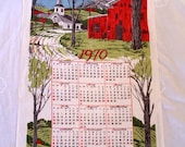 Vintage 1970 Linen Barn Calendar Towel