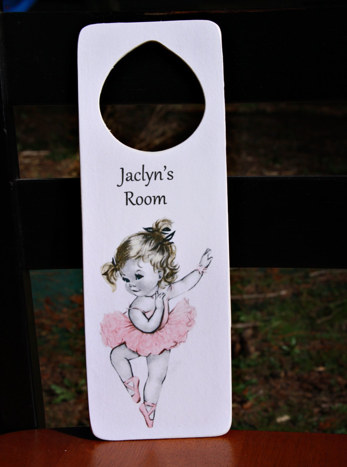 Personalized Girls Room Door Hanger Ballerina Art Room Decor