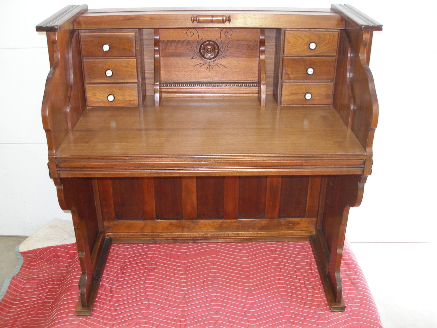 Repurposed..Piano... Upcycled... 1896 Cornish Reed Pump Organ Writing Desk...Walnut...One of a Kind
