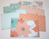 Divider Cards of Formica - Set of 6 Aqua Orange and Peach Custom 4x6 Recipe Divider Cards
