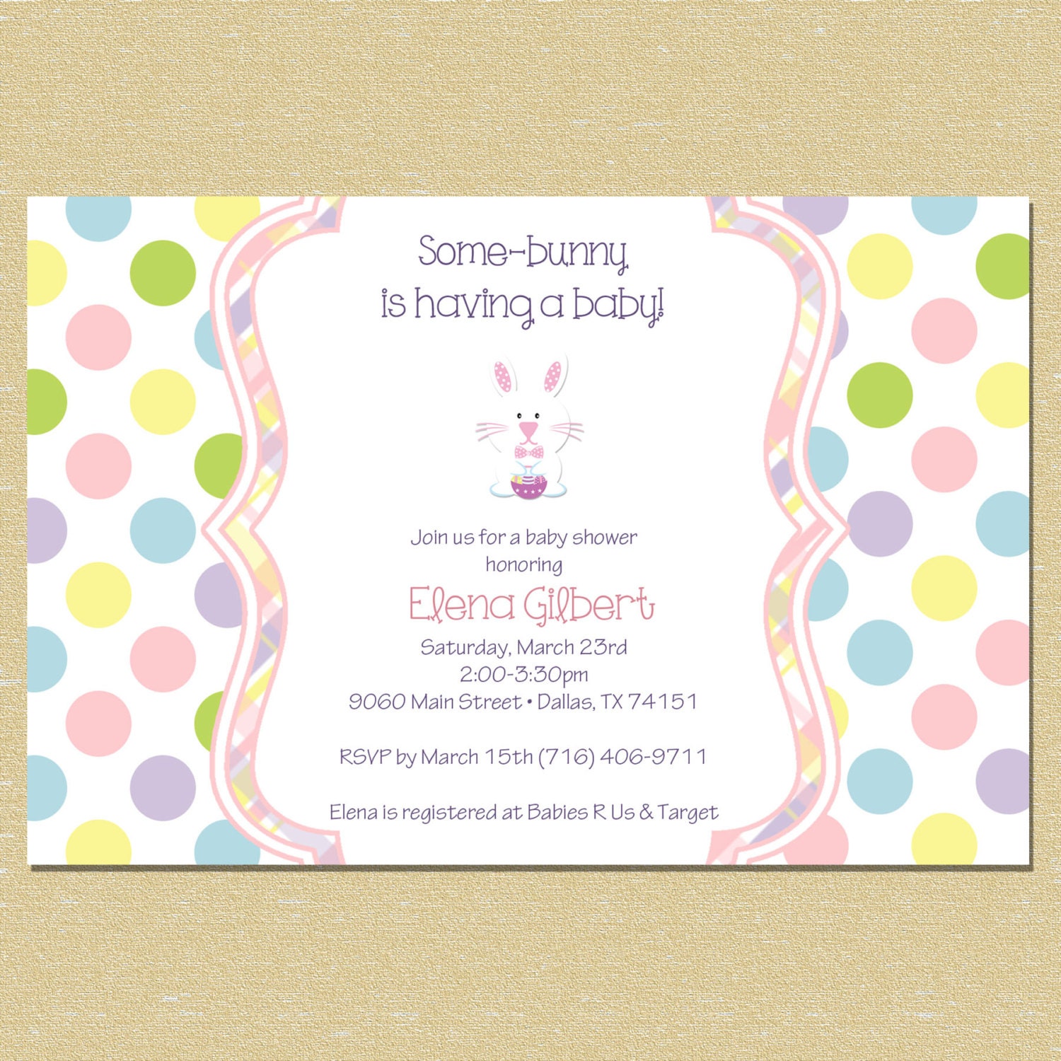 Easter Some-Bunny Is Having a Baby Polka Dot Birthday Invitation Il_570xn
