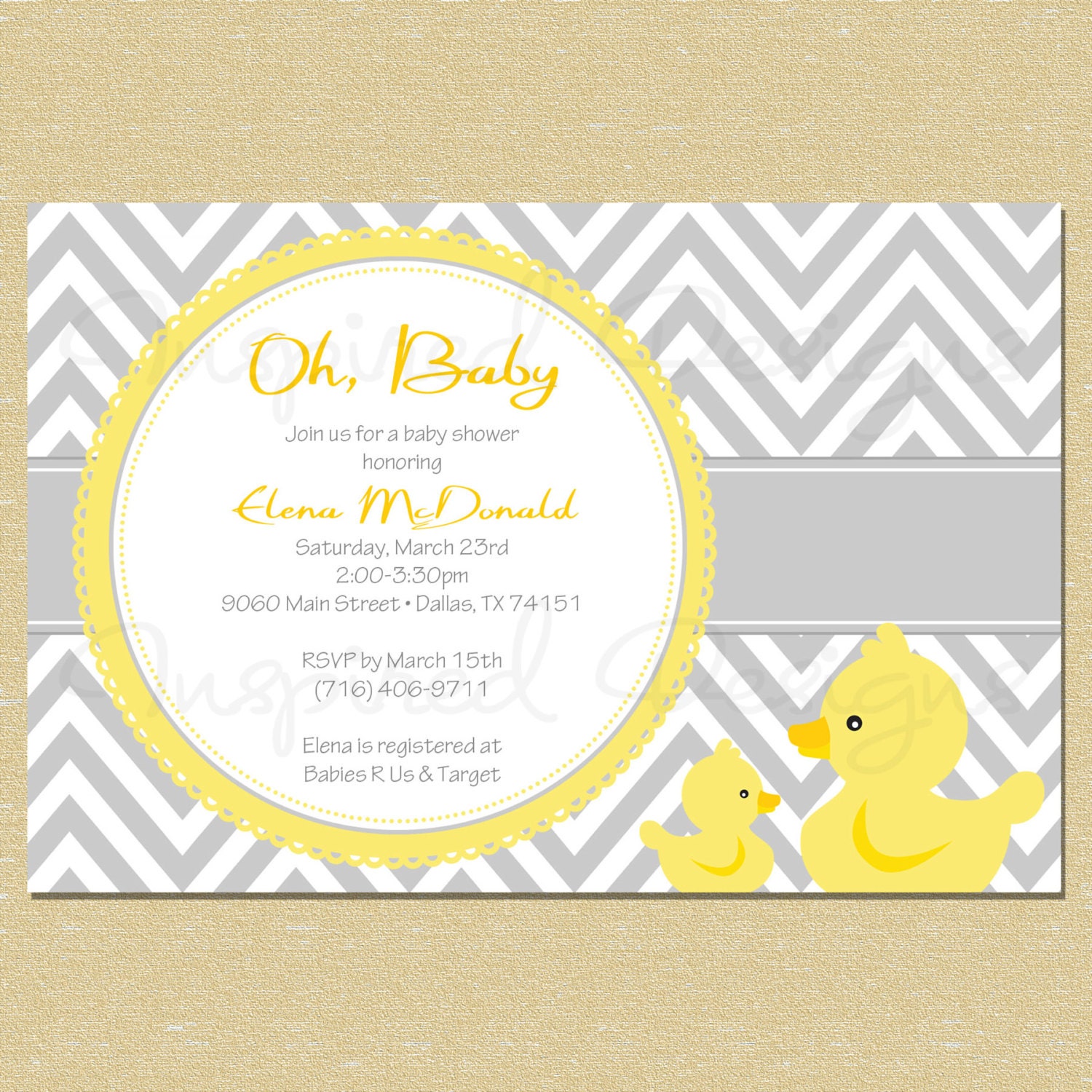 Rubber Duck Baby Shower Invitation - Matching Coordinates Available Il_570xn