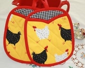 Chickens Roosters  Pot Holders Oven Mitts