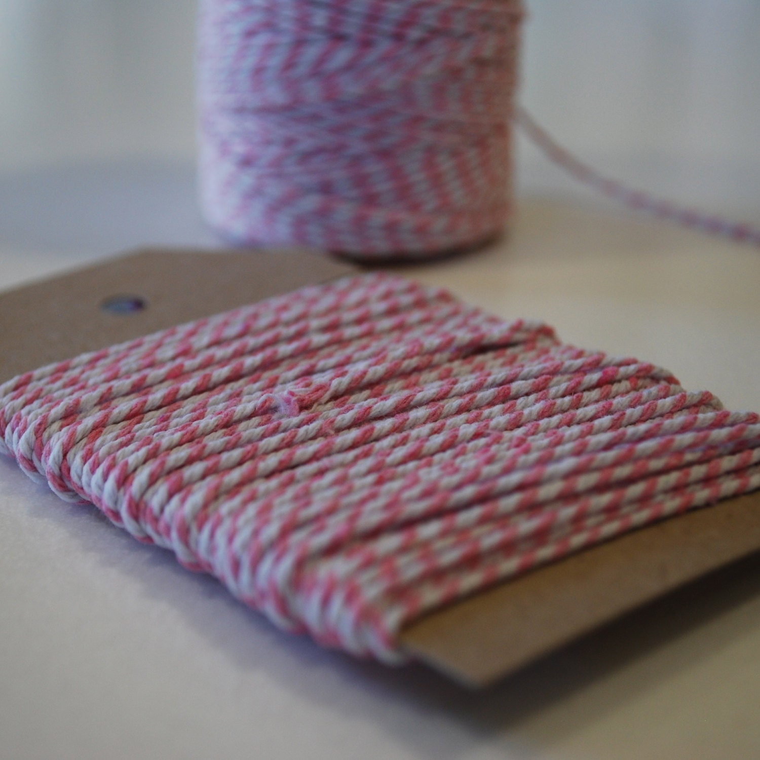 Bakers Twine 8 Ply - 10m - Candy Floss Pink and White Il_570xn