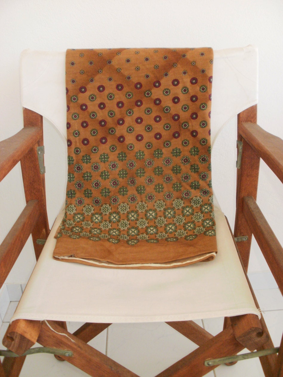Tan Vintage Fabric with 70s floral pattern