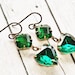 Emerald Earrings, Vintage Swarovski Rhinestone Jewel Earrings, Birthstone Jewelry, Long, Regal, Heart, Estate Jewelry, Weddings, Bridesmaids