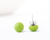 Pea Green earring studs glossy glass