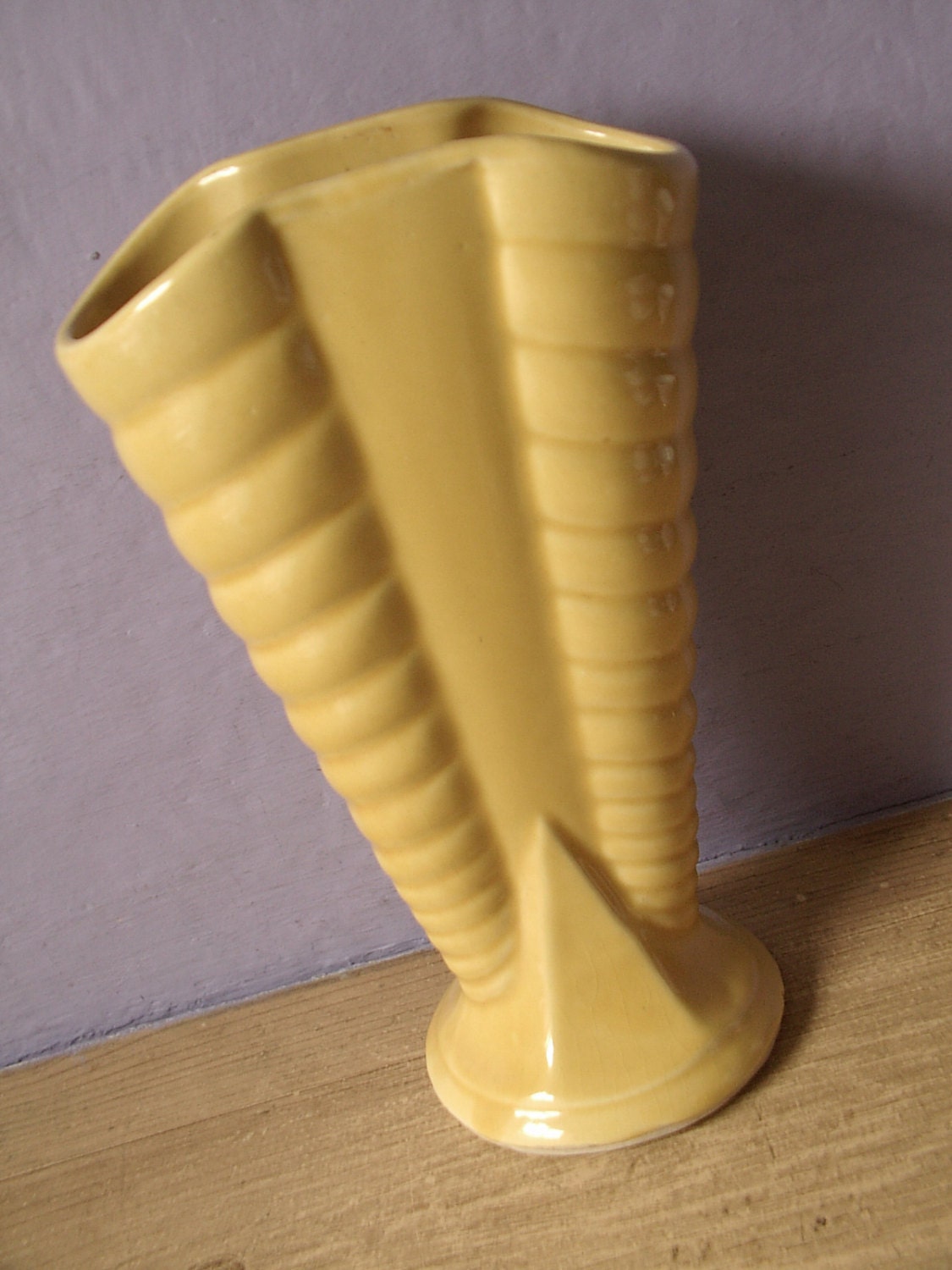 antique pottery vase, vintage 1940's Shawnee pottery USA 809 vase, yellow vase, ceramic vase, art deco vase
