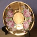 Antique gold tea cup and saucer set, vintage Queen Anne English tea set, pink rose bone china tea cup