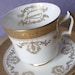 Antique gold tea cup, Vintage 1940's Royal Chelsea 50th Anniversary tea set, English tea cup, gold and white bone china tea cup