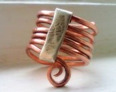 Copper wire wrapped  ring with Sterling Silver Size 7
