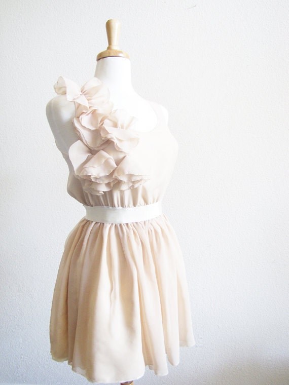 Custom Chiffon Rose Petals and Chiffon Bridesmaid Dress