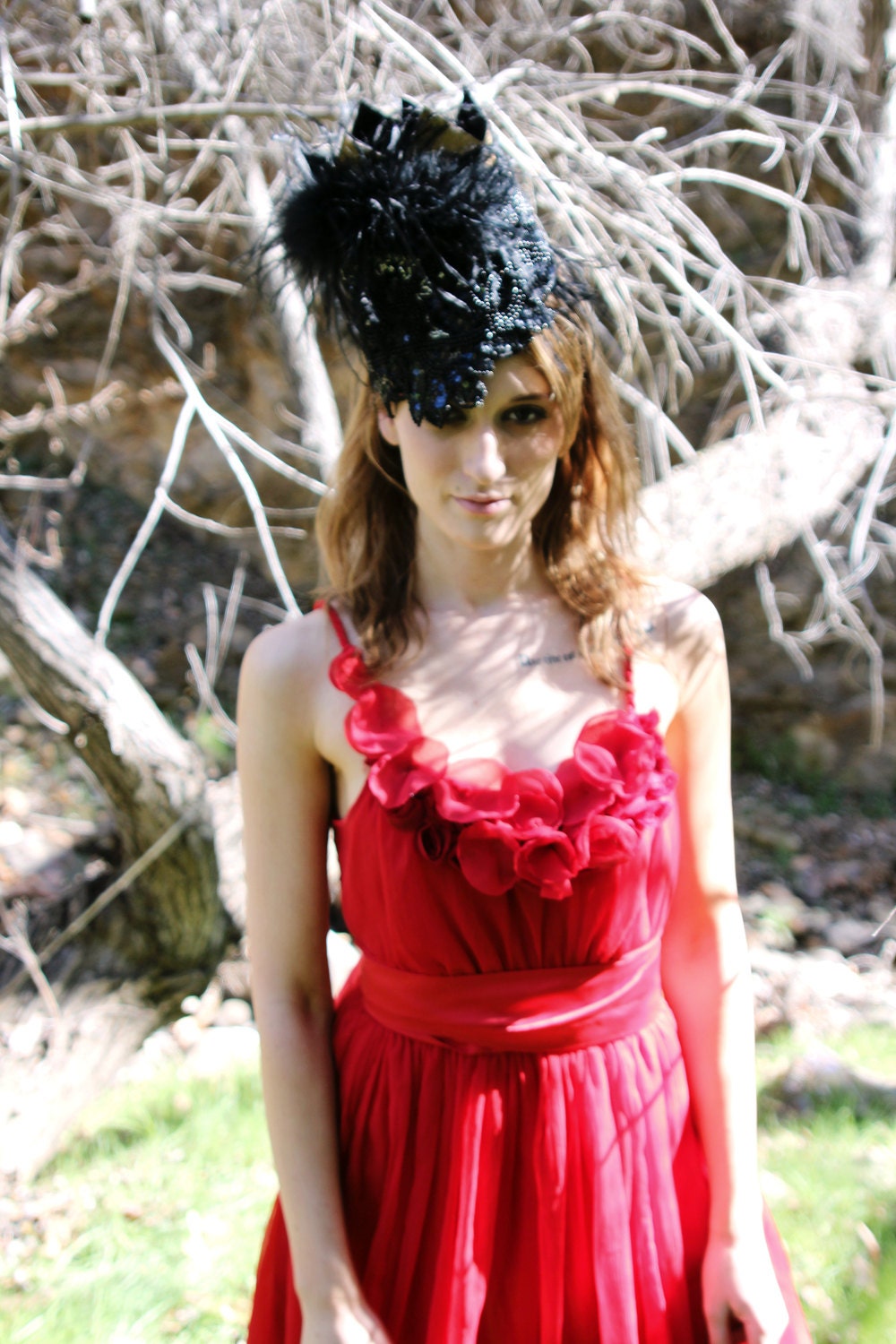 Ruby Red and Rose Petals Bridesmaid Dress and Prom dress