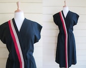 1970s Leslie Fay Dress / 70s Colorblock Dress