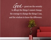 Vinyl Wall Decal......Serenity Prayer..... 10h x 22w - God Faith Religious Scripture Jesus