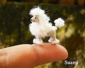Miniature White Poodle 1 Inch - Tiny Crochet Micro Amigurumi Dog stuff Animal - Made To Order