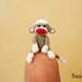 0.8 Inch Tiny Sock Monkey - Miniature Crocheted Gray Sock Monkeys - Made To Order