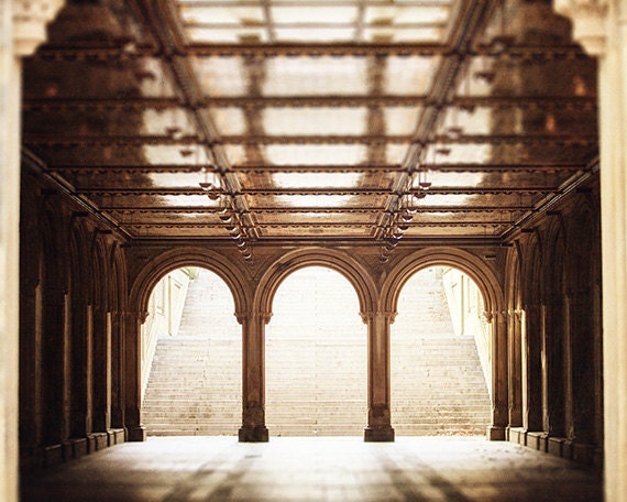 Large Wall Art, Architectural Photography, New York City Art, Bronze, NYC Art, Bethesda Terrace, Central Park.