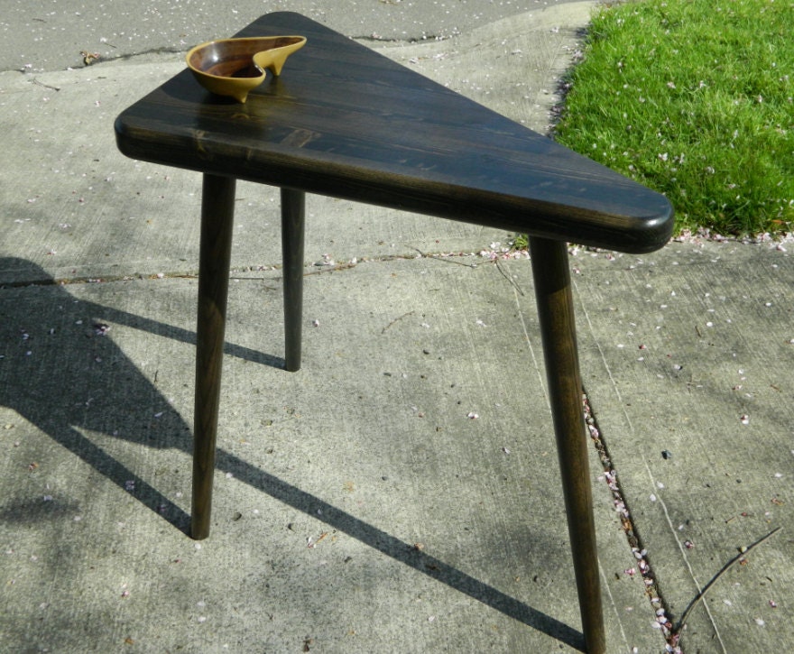 Mid Century Inspired Triangle Side Table Size Large