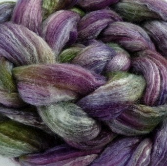 Merino/Superwash Merino/Silk spinning fiber: Abalone 4 oz  hand dyed roving