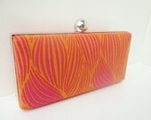 Bridesmaid Clutch pink and orange,  hot pink clutch