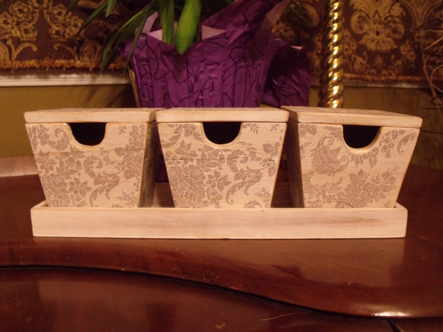 White Washed Damask Box Jewelry Box Home Decor Mother's Day French Jacquard Box Storage Box Black And White Box Nesting Trays FREE SHIPPING