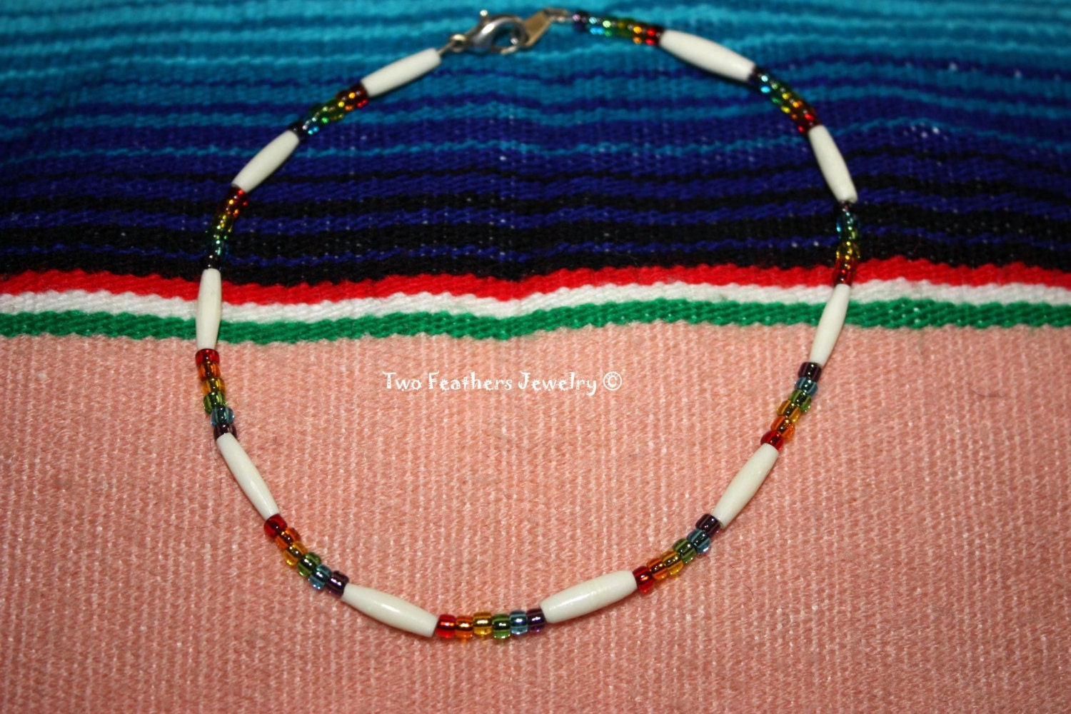 Rainbow Anklet - Bone Anklet - Native American Inspired - Hippie - Bohemian - Gift For Her - Summer Jewelry - Ankle Bracelet - Gift Under 20