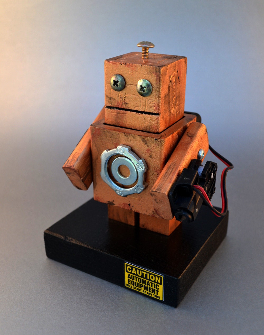 Robot Art, Desktop Sculpture, Handmade Found Object Assemblage