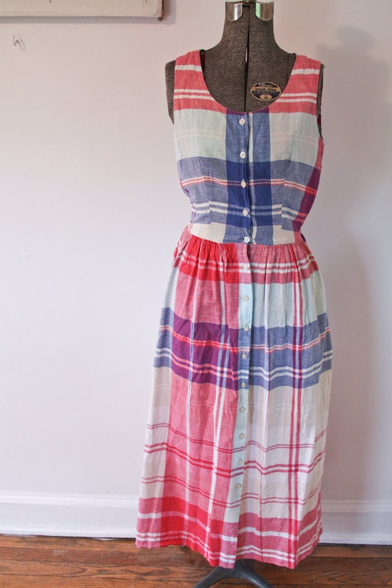 Plaid Midi Length Tank Dress