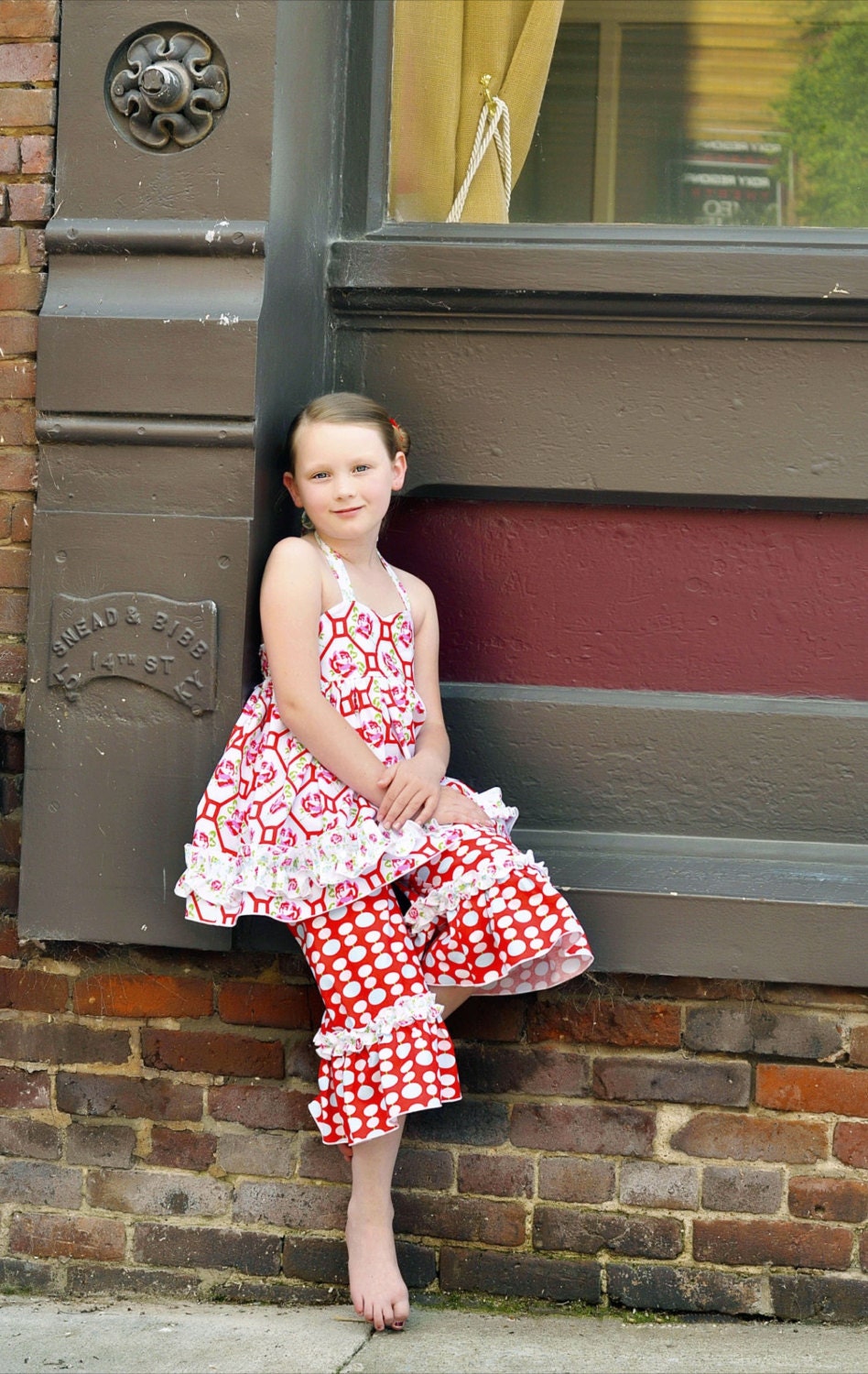Sweetheart Halter Top with Ruffle Capris - Size 6 7 8 - Floral Summer Line - Girls Boutique Clothing - Capri set - Patriotic