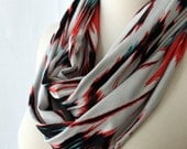 Infinity Scarf Tribal Ikat - Coral, Blue, Black and Sand