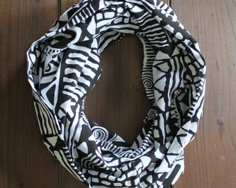 Tribal Scarf - Infinity Scarf - Jersey