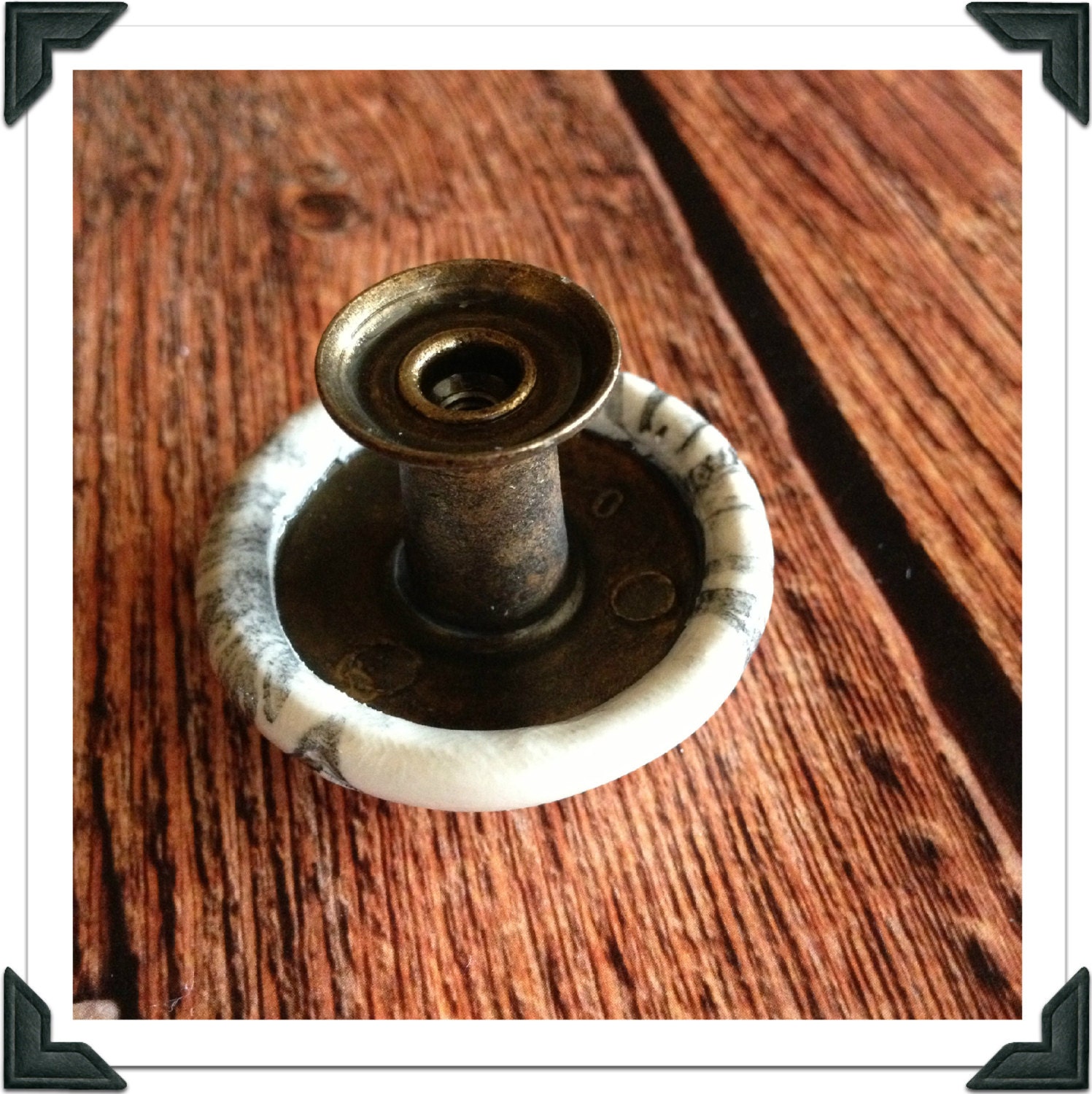 Handstamped Faded Anchor Knob Drawer Pull