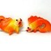 2 Orange Yellow Chalk Ware Water Fish, Childrens Bathroom Decor, Miller Studio