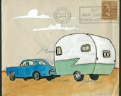 San Francisco Adventure, a Small and Affordable Original Art Piece on 1943 Envelope
