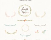 Laurel and Flowers design elements - for personal or photography use - INSTANT DOWNLOAD
