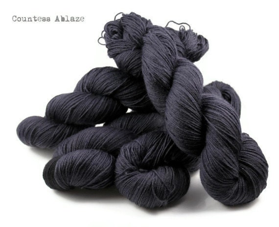 BFL nylon sock yarn - hand dyed British wool -  "Dark Days" - UK Seller - Lady Persephone Sock