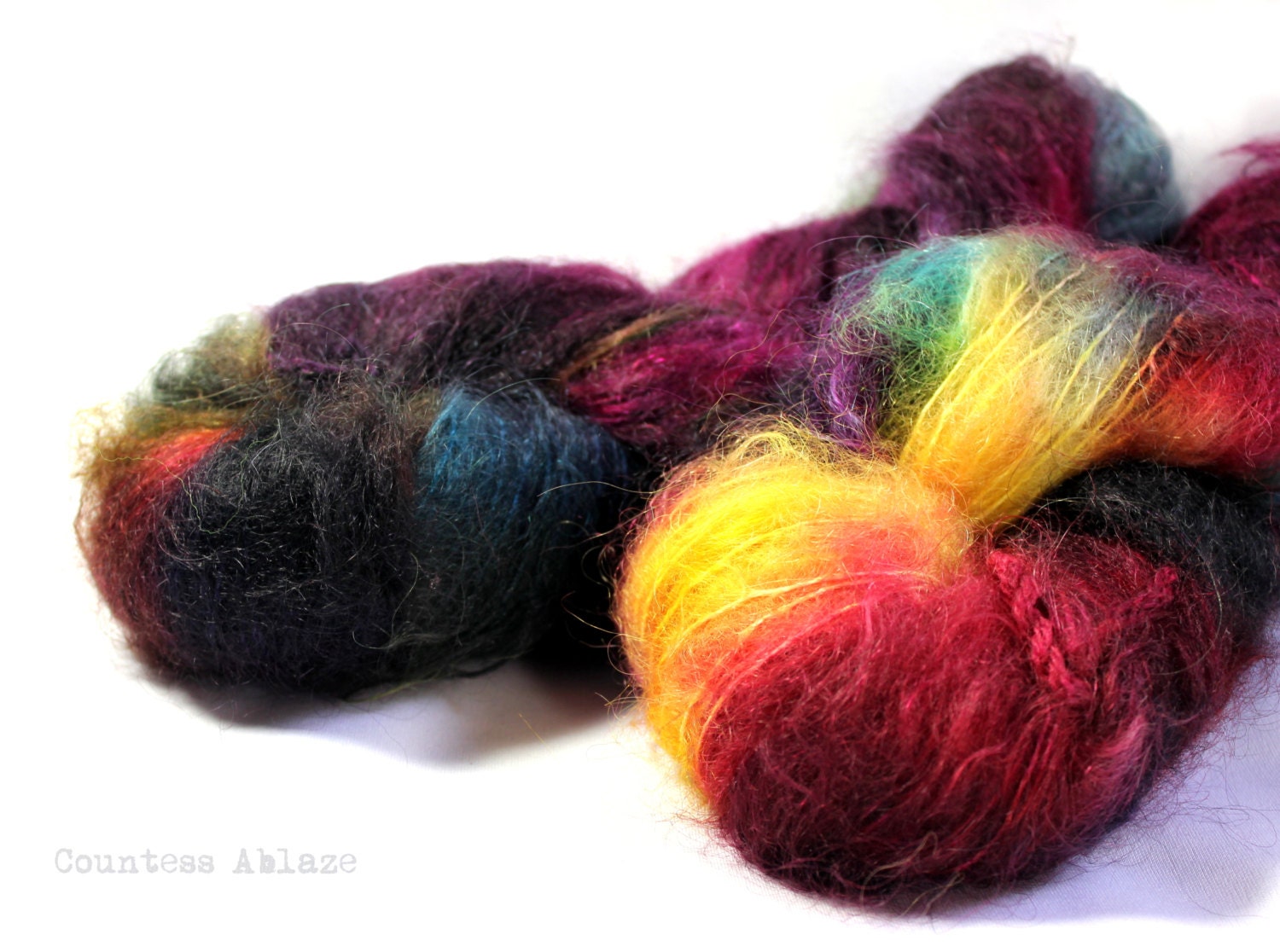 Brushed Mohair nylon  - worsted yarn - "Geeks Like Rainbows Too" - UK Seller - Mo Mohair