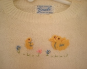 My Little Chickadee, Ivory Short Sleeve Boucle Sweater, Size 2