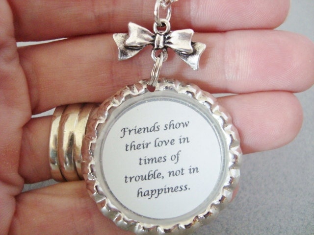 friendship quote necklace, friend pendant, resin quote ...