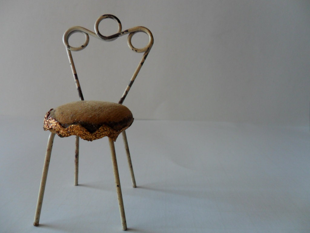 single vintage miniature dollhouse chair . antique doll house chair . vintage miniatures