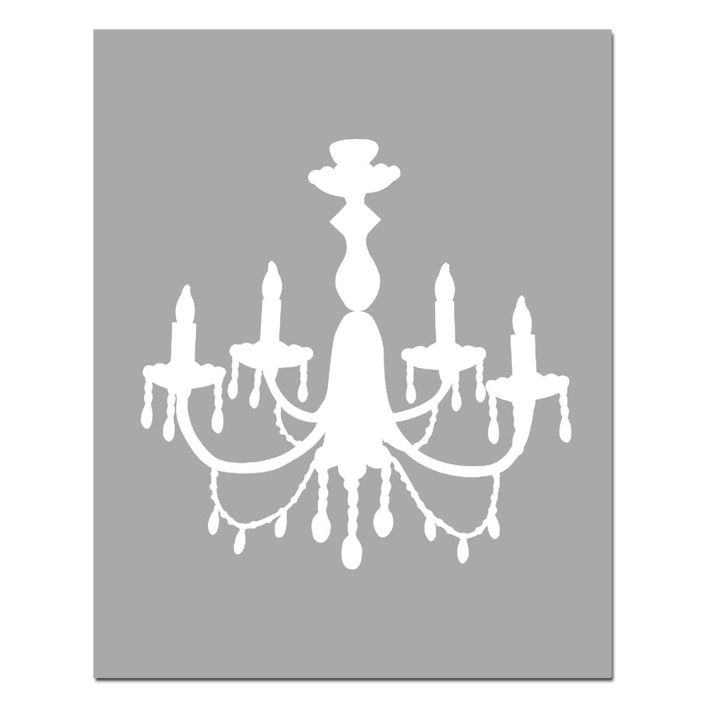 SALE -  8 x 10 Original Chandelier Print in Gray and White