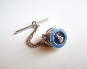 Vintage Kinney Sterling Silver United States Air Force Academy Tie Tack Pin Blue Enamel Collectible Military Accessory Casual Formal Wear