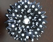 Black White Polka Dots Gerber Daisy Flower Hair bow Hair clip Hair Accessories