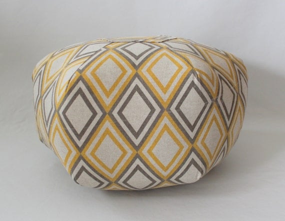18" Ottoman Pouf Floor Pillow Yellow Annie