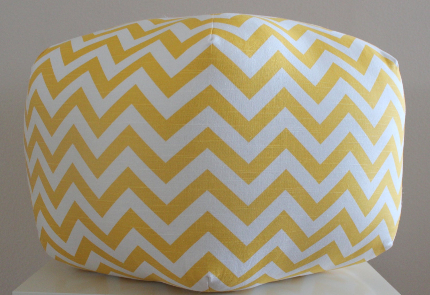 24" Pouf Ottoman Floor Pillow Yellow Chevron Zig Zag