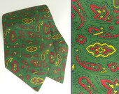 Vintage 60s Mod Green Paisley 'Sammy' Dandy Ascot Cravat