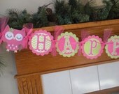 Custom listing for Alexusmama Owl Happy Birthday Banner and Name Banner