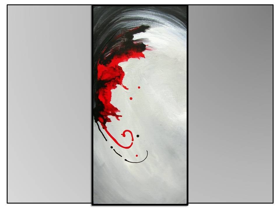 Stunning Unique Abstract. Black and Red. 10 x 20 Ready to Hang. Title Trail Blazer. by ArtbyMaryKay